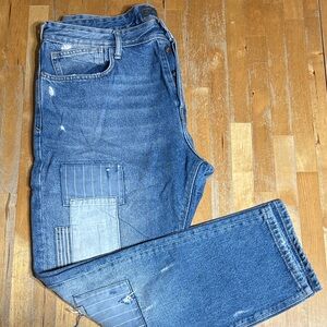 Zara Relaxed Fit Patchwork Jeans